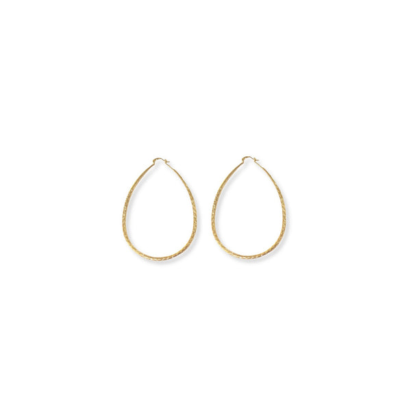 SMALL TEARDROP DIAMOND CUT HOOP earrings