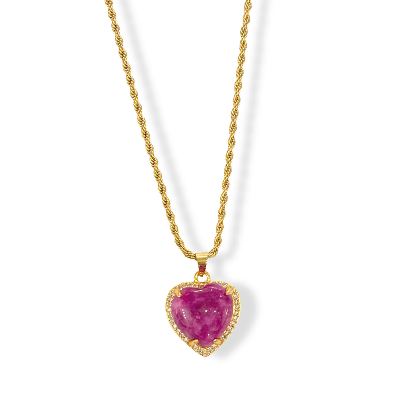 CRYSTAL HEART FUCHSIA necklace