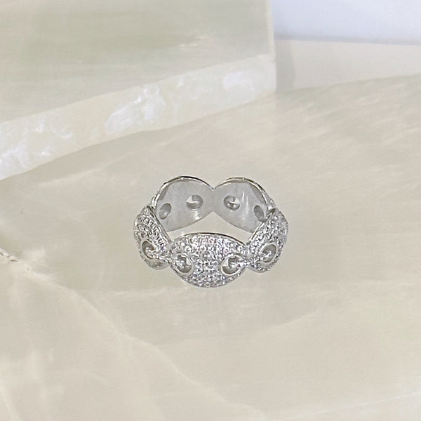 SILVER CRYSTAL MARINER ring