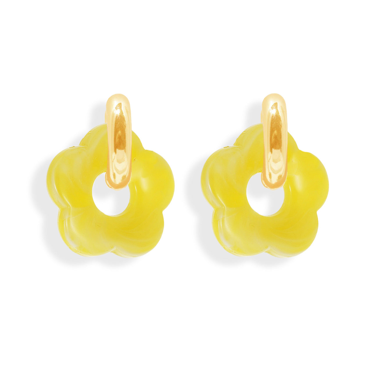 YELLOW FLOWER HOOP earrings