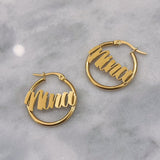 CUSTOM BOLD SCRIPT NAMEPLATE HOOP earrings