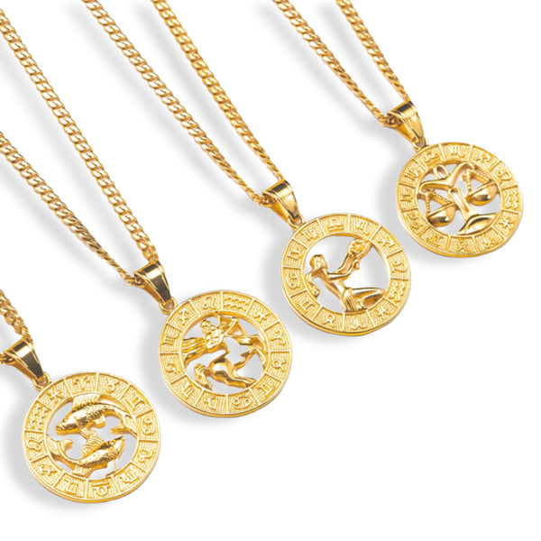 GOLD ZODIAC MEDALLION necklace