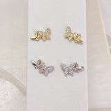 DOUBLE BUTTERFLY STUD earrings