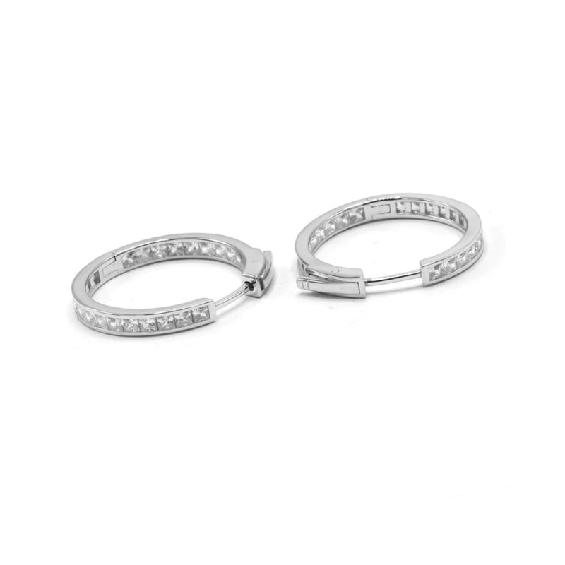 BEZEL PRINCESS CUT HOOP earrings