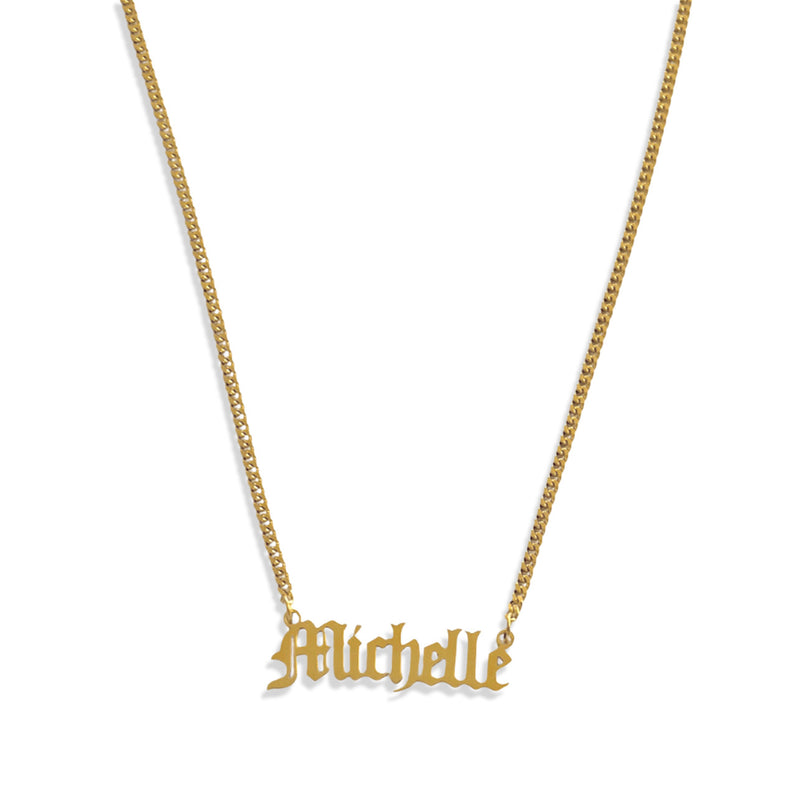 CUSTOM OLD ENGLISH NAMEPLATE necklace