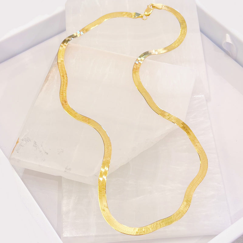4MM GOLD STERLING HERRINGBONE necklace