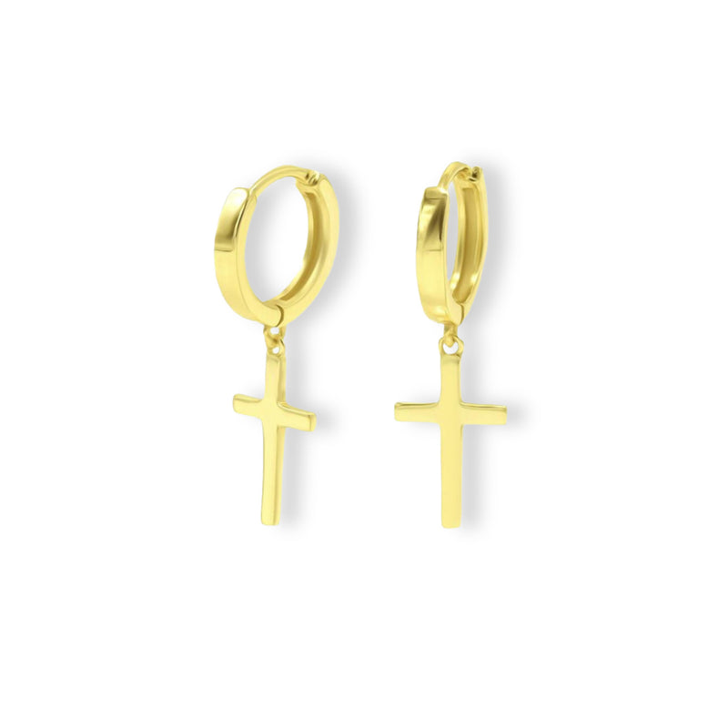 CROSS GOLD STEEL MINI HUGGIE earring