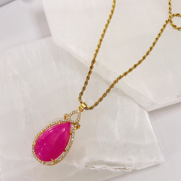 TEARDROP CRYSTAL FUCHSIA necklace