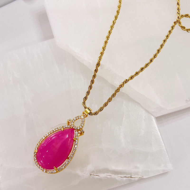 TEARDROP CRYSTAL FUCHSIA necklace
