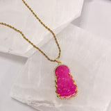 CRYSTAL KWAN YIN FUCHSIA necklace