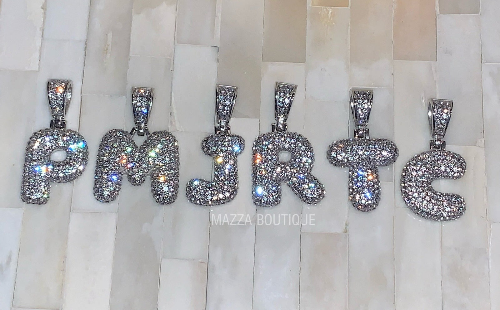 SILVER CRYSTAL BUBBLE INITIAL necklace